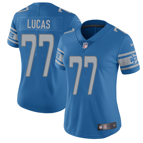 Women's Nike Detroit Lions #77 Cornelius Lucas Blue Team Color Vapor Untouchable Elite Player NFL Jersey