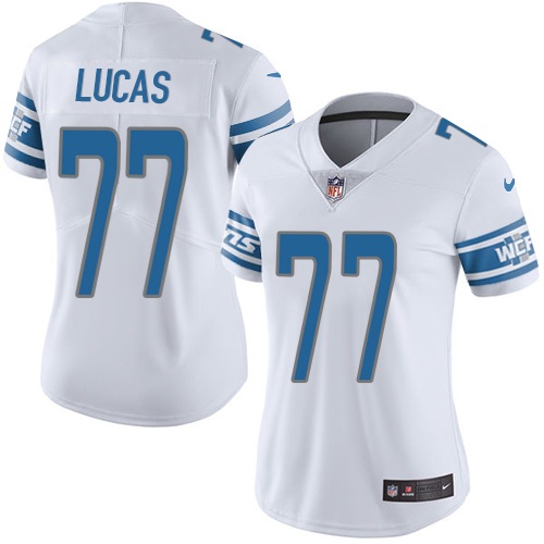 Women's Nike Detroit Lions #77 Cornelius Lucas White Vapor Untouchable Elite Player NFL Jersey