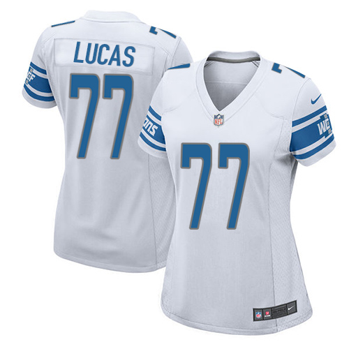 Women's Nike Detroit Lions #77 Cornelius Lucas Game White NFL Jersey