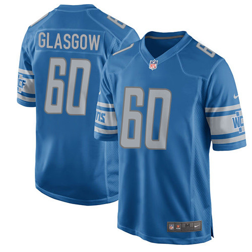 Men's Nike Detroit Lions #60 Graham Glasgow Game Blue Team Color NFL Jersey