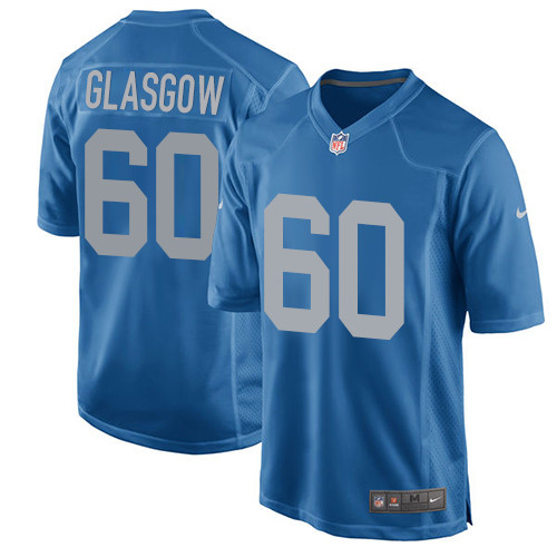 Men's Nike Detroit Lions #60 Graham Glasgow Game Blue Alternate NFL Jersey