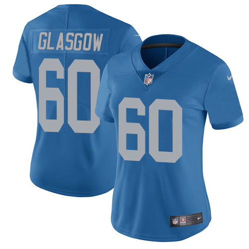 Women's Nike Detroit Lions #60 Graham Glasgow Blue Alternate Vapor Untouchable Limited Player NFL Jersey