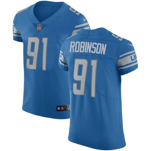 Men's Nike Detroit Lions #91 A'Shawn Robinson Blue Team Color Vapor Untouchable Elite Player NFL Jersey