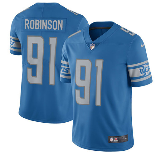 Men's Nike Detroit Lions #91 A'Shawn Robinson Blue Team Color Vapor Untouchable Limited Player NFL Jersey