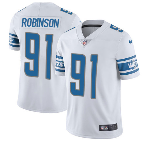 Men's Nike Detroit Lions #91 A'Shawn Robinson White Vapor Untouchable Limited Player NFL Jersey