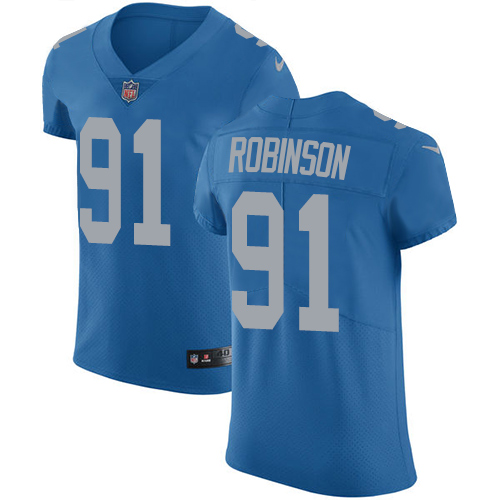 Men's Nike Detroit Lions #91 A'Shawn Robinson Elite Blue Alternate NFL Jersey