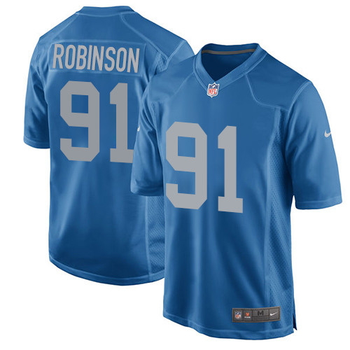 Men's Nike Detroit Lions #91 A'Shawn Robinson Game Blue Alternate NFL Jersey