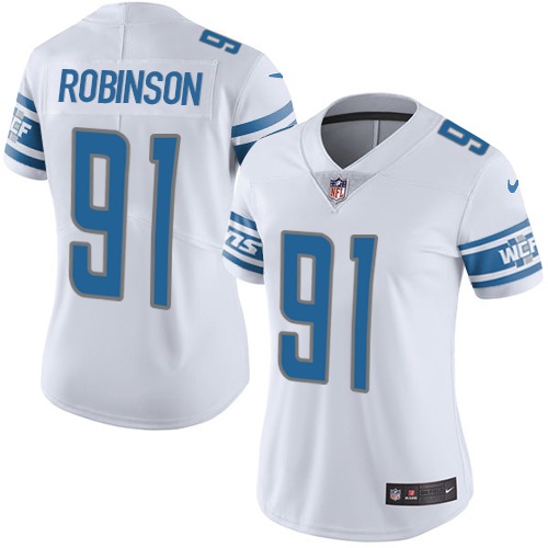 Women's Nike Detroit Lions #91 A'Shawn Robinson White Vapor Untouchable Limited Player NFL Jersey