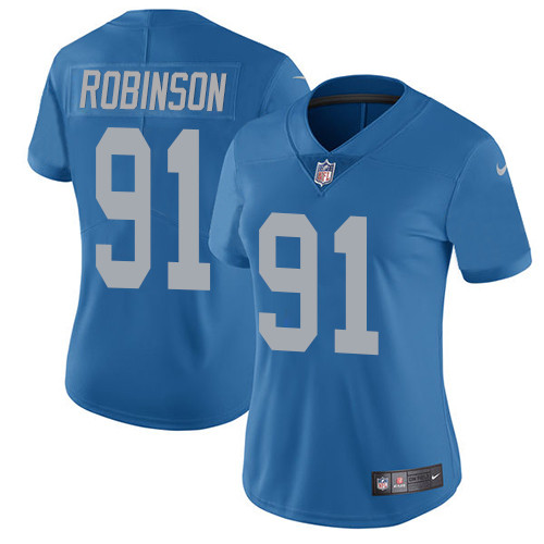 Women's Nike Detroit Lions #91 A'Shawn Robinson Blue Alternate Vapor Untouchable Elite Player NFL Jersey