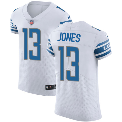 Men's Nike Detroit Lions #13 T.J. Jones Elite White NFL Jersey