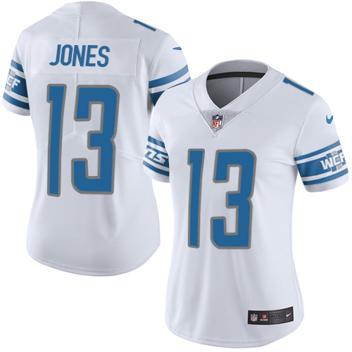 Women's Nike Detroit Lions #13 T.J. Jones White Vapor Untouchable Limited Player NFL Jersey