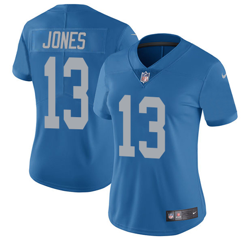 Women's Nike Detroit Lions #13 T.J. Jones Blue Alternate Vapor Untouchable Elite Player NFL Jersey