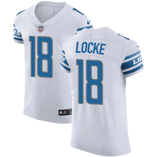 Men's Nike Detroit Lions #18 Jeff Locke Elite White NFL Jersey