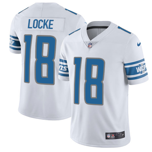 Men's Nike Detroit Lions #18 Jeff Locke White Vapor Untouchable Limited Player NFL Jersey