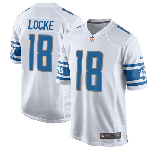 Men's Nike Detroit Lions #18 Jeff Locke Game White NFL Jersey