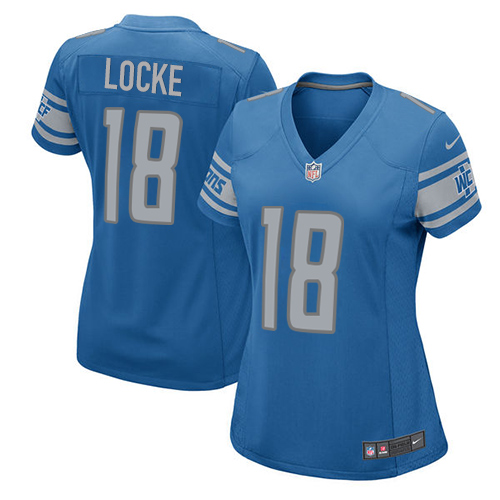Women's Nike Detroit Lions #18 Jeff Locke Game Blue Team Color NFL Jersey