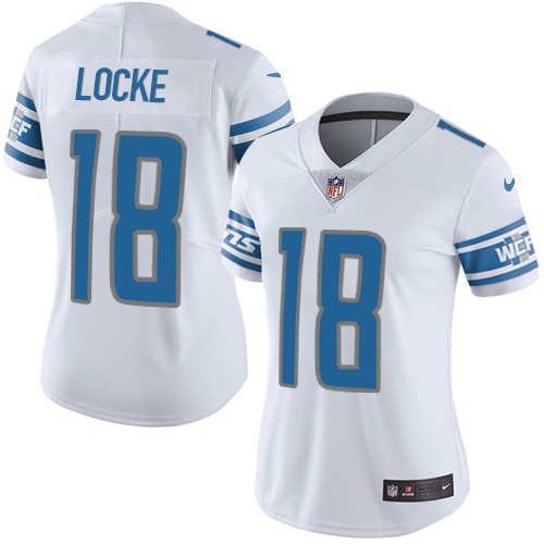 Women's Nike Detroit Lions #18 Jeff Locke White Vapor Untouchable Elite Player NFL Jersey