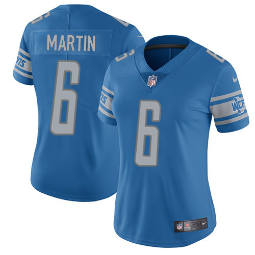 Women's Nike Detroit Lions #6 Sam Martin Blue Team Color Vapor Untouchable Elite Player NFL Jersey
