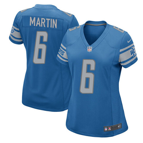 Women's Nike Detroit Lions #6 Sam Martin Game Blue Team Color NFL Jersey