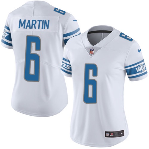 Women's Nike Detroit Lions #6 Sam Martin White Vapor Untouchable Limited Player NFL Jersey