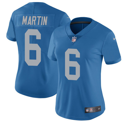 Women's Nike Detroit Lions #6 Sam Martin Blue Alternate Vapor Untouchable Elite Player NFL Jersey