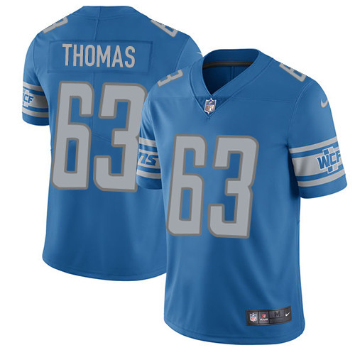 Men's Nike Detroit Lions #63 Brandon Thomas Blue Team Color Vapor Untouchable Limited Player NFL Jersey