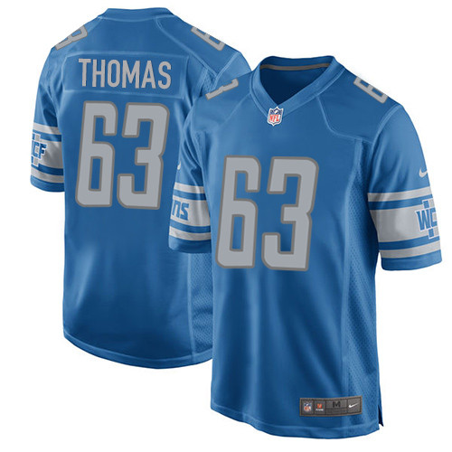 Men's Nike Detroit Lions #63 Brandon Thomas Game Blue Team Color NFL Jersey