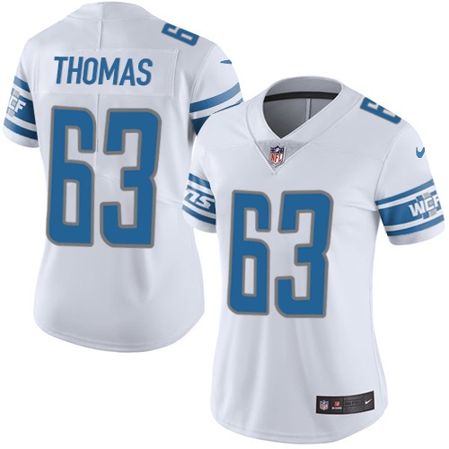 Women's Nike Detroit Lions #63 Brandon Thomas White Vapor Untouchable Elite Player NFL Jersey