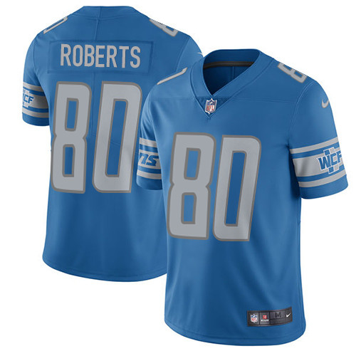 Men's Nike Detroit Lions #80 Michael Roberts Blue Team Color Vapor Untouchable Limited Player NFL Jersey