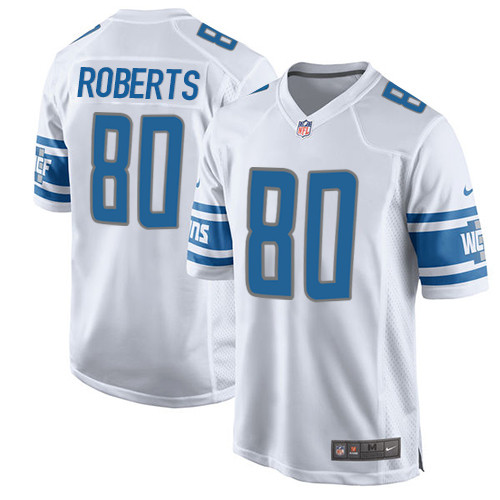 Men's Nike Detroit Lions #80 Michael Roberts Game White NFL Jersey