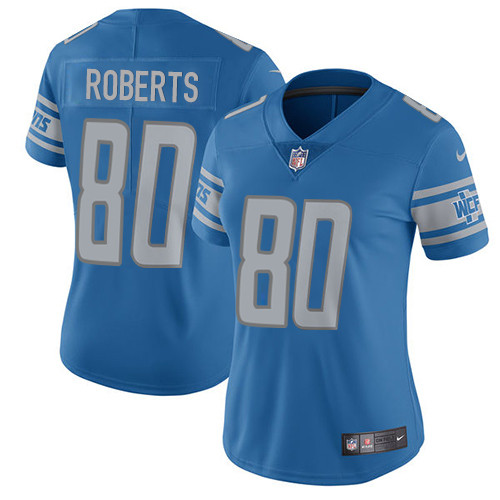 Women's Nike Detroit Lions #80 Michael Roberts Blue Team Color Vapor Untouchable Elite Player NFL Jersey