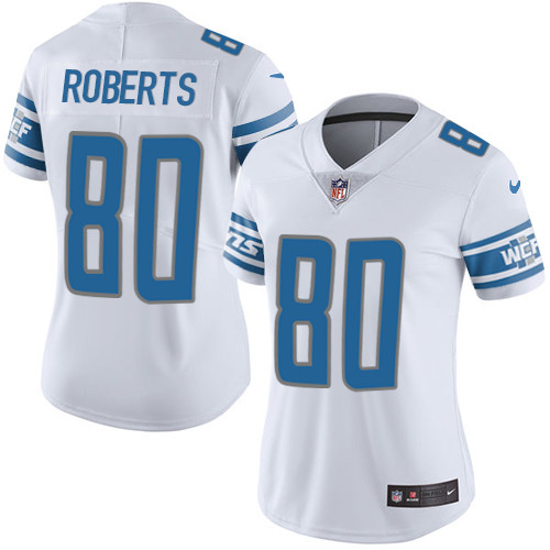 Women's Nike Detroit Lions #80 Michael Roberts White Vapor Untouchable Elite Player NFL Jersey