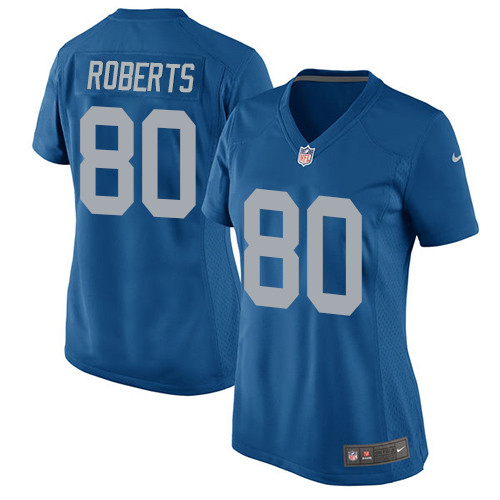 Women's Nike Detroit Lions #80 Michael Roberts Game Blue Alternate NFL Jersey