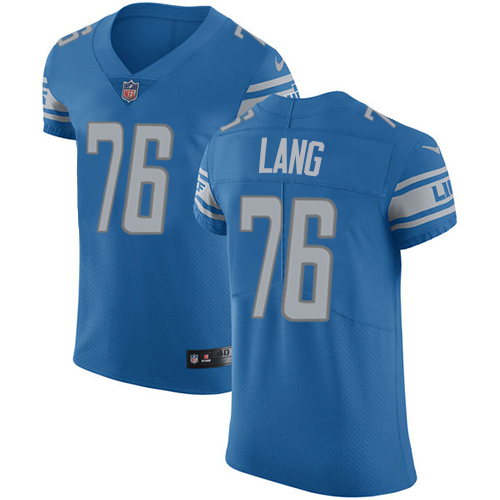 Men's Nike Detroit Lions #76 T.J. Lang Blue Team Color Vapor Untouchable Elite Player NFL Jersey
