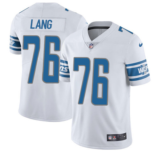 Men's Nike Detroit Lions #76 T.J. Lang White Vapor Untouchable Limited Player NFL Jersey