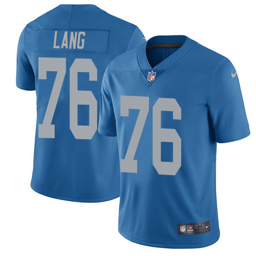 Men's Nike Detroit Lions #76 T.J. Lang Blue Alternate Vapor Untouchable Limited Player NFL Jersey