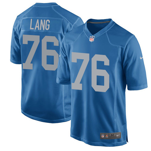 Men's Nike Detroit Lions #76 T.J. Lang Game Blue Alternate NFL Jersey