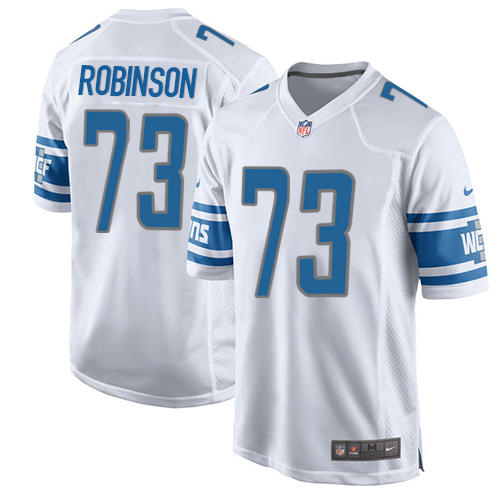 Men's Nike Detroit Lions #73 Greg Robinson Game White NFL Jersey