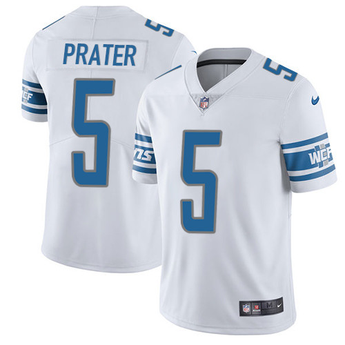 Men's Nike Detroit Lions #5 Matt Prater White Vapor Untouchable Limited Player NFL Jersey