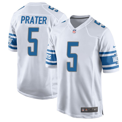 Men's Nike Detroit Lions #5 Matt Prater Game White NFL Jersey