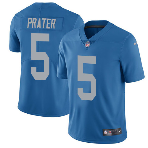 Men's Nike Detroit Lions #5 Matt Prater Blue Alternate Vapor Untouchable Limited Player NFL Jersey