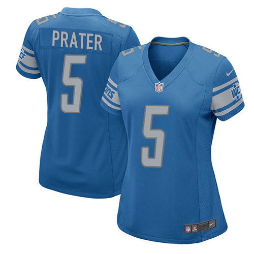 Women's Nike Detroit Lions #5 Matt Prater Game Blue Team Color NFL Jersey