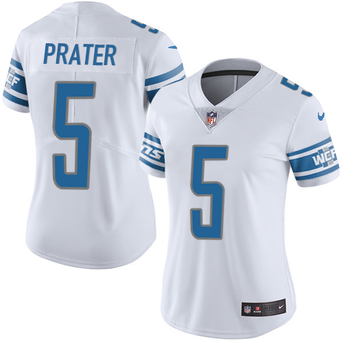 Women's Nike Detroit Lions #5 Matt Prater White Vapor Untouchable Limited Player NFL Jersey
