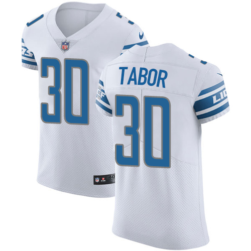 Men's Nike Detroit Lions #30 Teez Tabor Elite White NFL Jersey