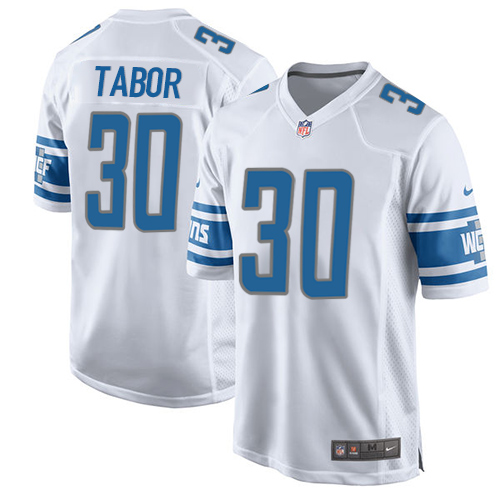 Men's Nike Detroit Lions #30 Teez Tabor Game White NFL Jersey