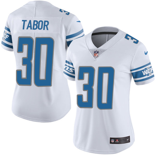 Women's Nike Detroit Lions #30 Teez Tabor White Vapor Untouchable Elite Player NFL Jersey