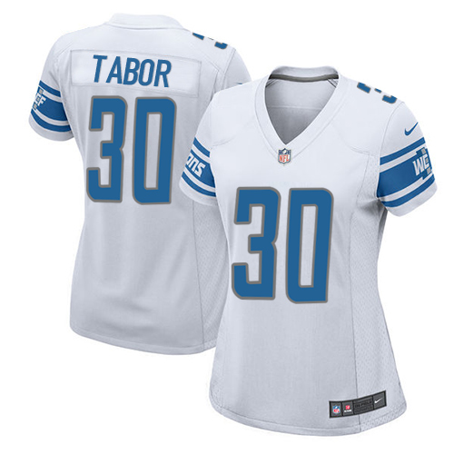 Women's Nike Detroit Lions #30 Teez Tabor Game White NFL Jersey