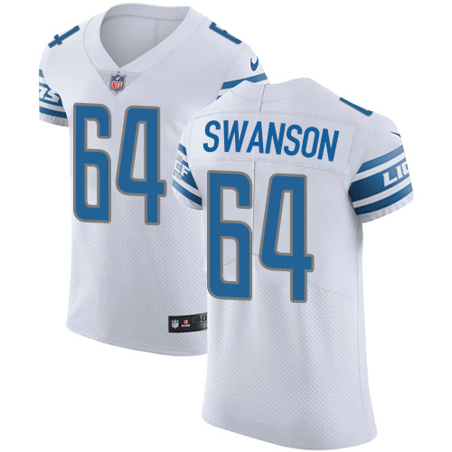 Men's Nike Detroit Lions #64 Travis Swanson Elite White NFL Jersey