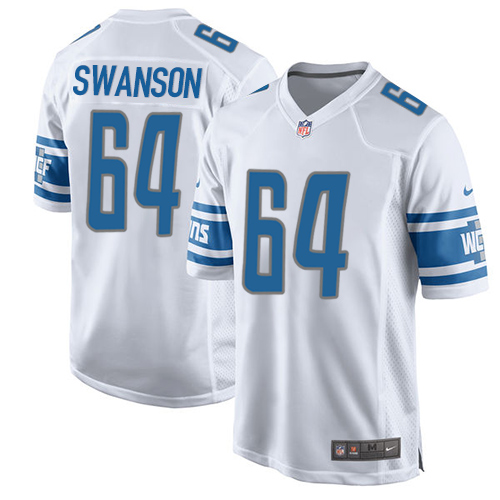 Men's Nike Detroit Lions #64 Travis Swanson Game White NFL Jersey