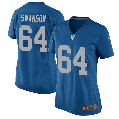 Women's Nike Detroit Lions #64 Travis Swanson Game Blue Alternate NFL Jersey